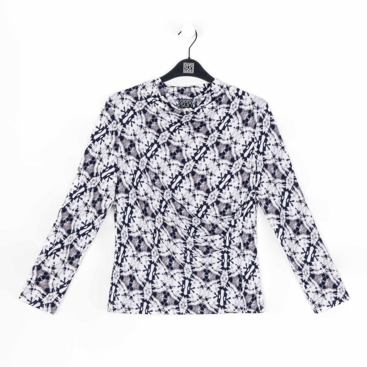 Textured Draped Neck Side Ruched Top - Circle Emblem - Final Sale! | Clara Sunwoo Hot Sale