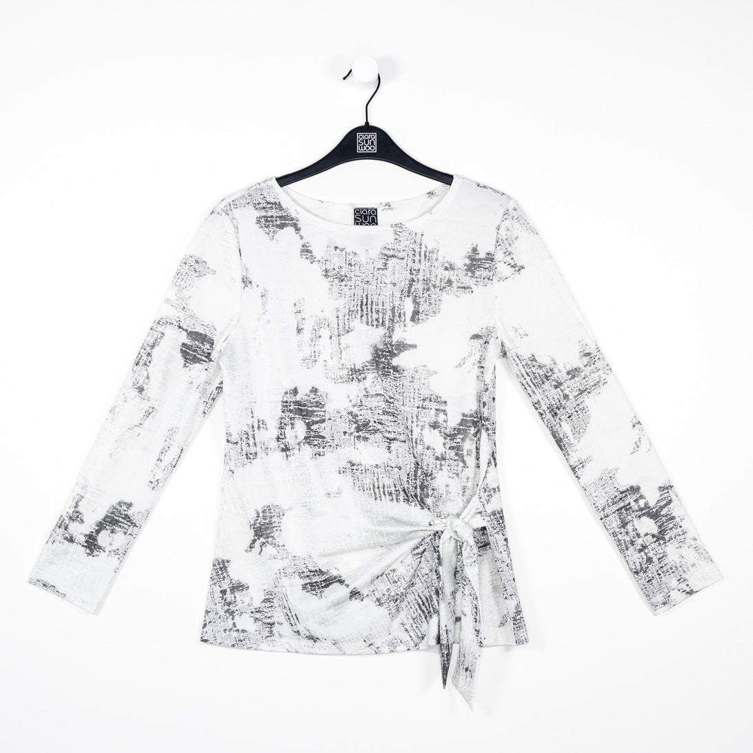 Foil Knit - Side Tie Waist Top - Abstract Marble - Final Sale! | Clara Sunwoo Trusted