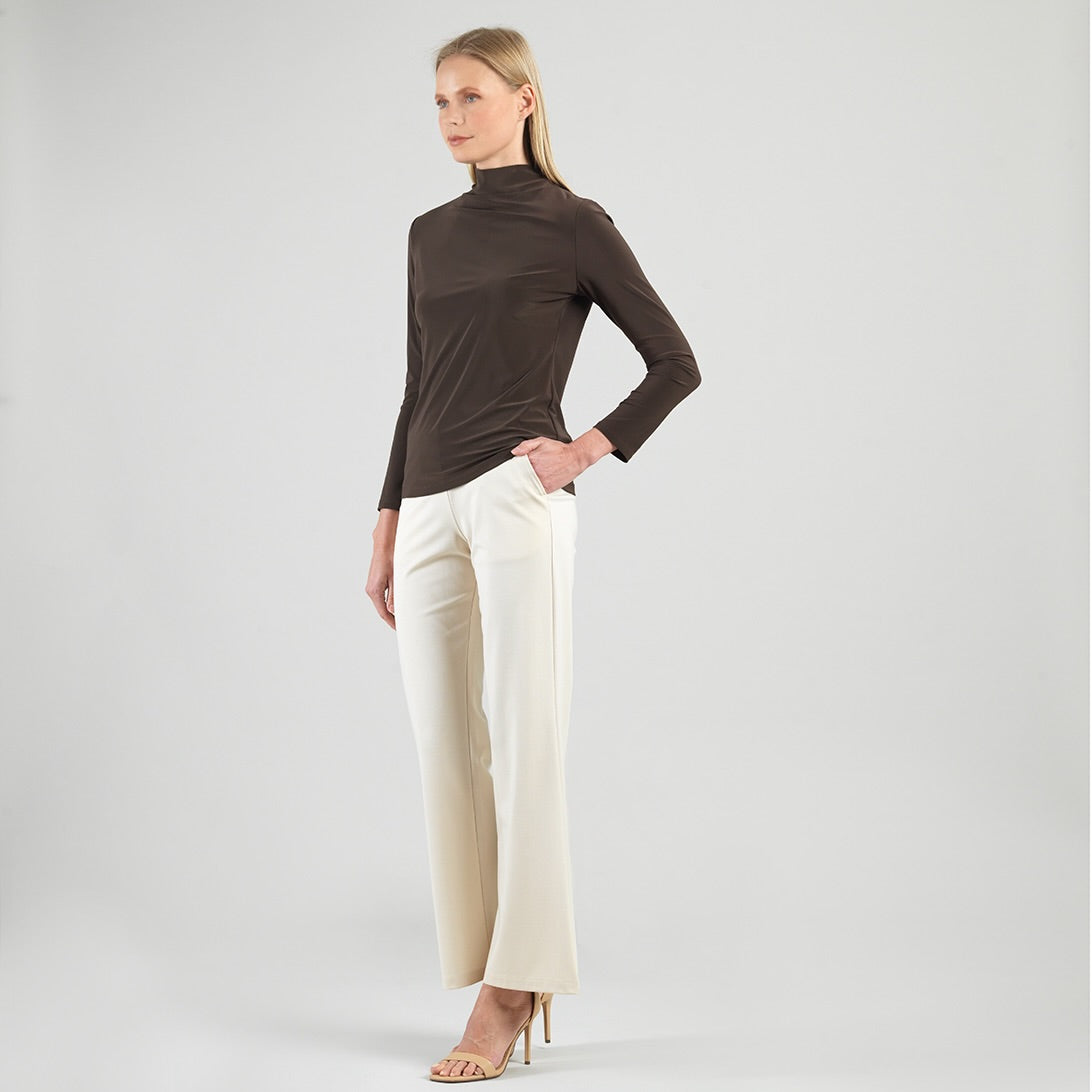 Mock Funnel Neck Top - Brown | Clara Sunwoo Top Pick