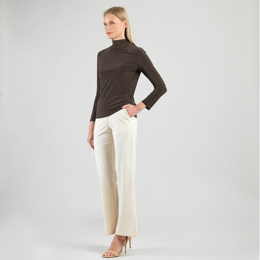 Mock Funnel Neck Top - Brown | Clara Sunwoo Top Pick