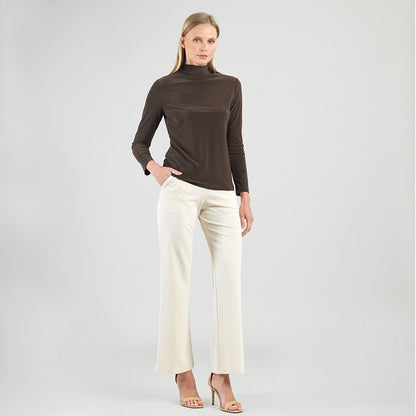 Mock Funnel Neck Top - Brown | Clara Sunwoo Top Pick