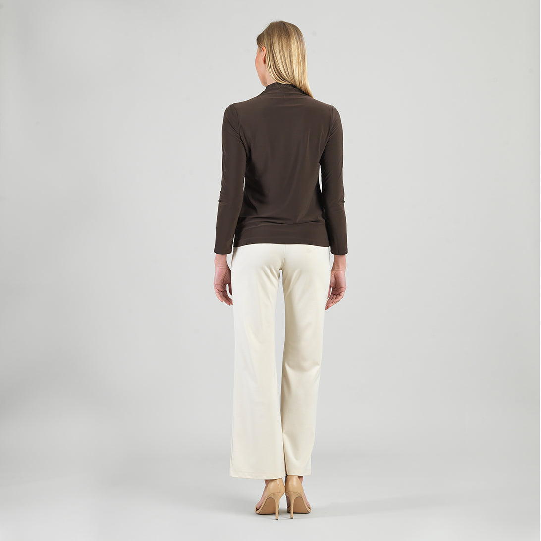 Mock Funnel Neck Top - Brown | Clara Sunwoo Top Pick