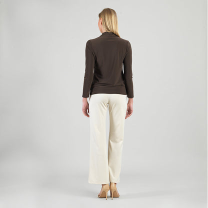 Mock Funnel Neck Top - Brown | Clara Sunwoo Top Pick