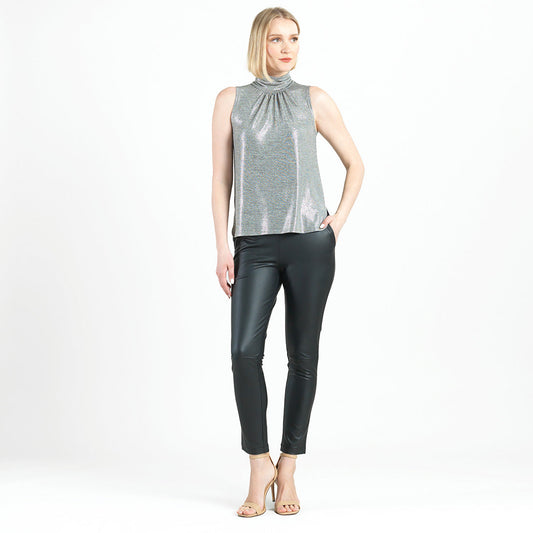 Glimmer Lamé - Sleeveless Pleated Detail Tank - Silver - Final Sale! | Clara Sunwoo Deals