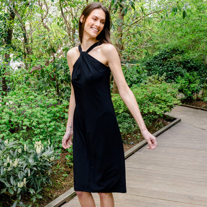 Grecian Halter Midi Sheath Dress - Black - Final Sale! | Clara Sunwoo Quality