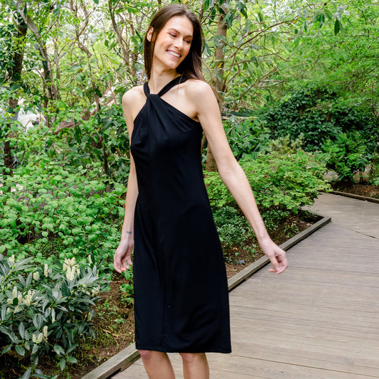 Grecian Halter Midi Sheath Dress - Black - Final Sale! | Clara Sunwoo Quality