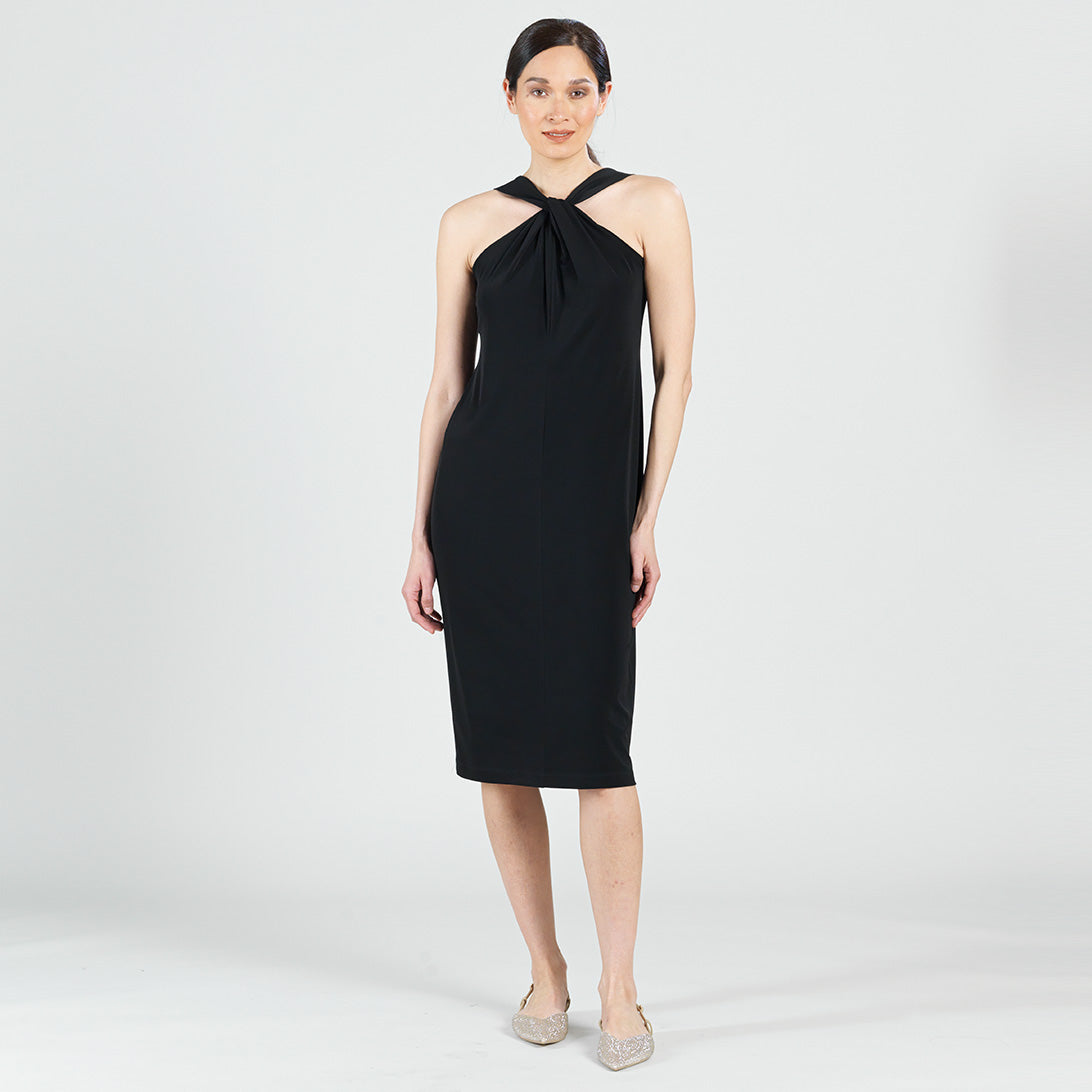 Grecian Halter Midi Sheath Dress - Black - Final Sale! | Clara Sunwoo Quality