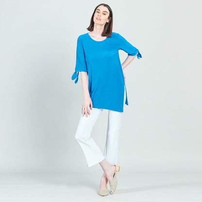 Tie Cuff Asymmetrical Vent Tunic - Brilliant Blue - Final Sale | Clara Sunwoo Exclusive