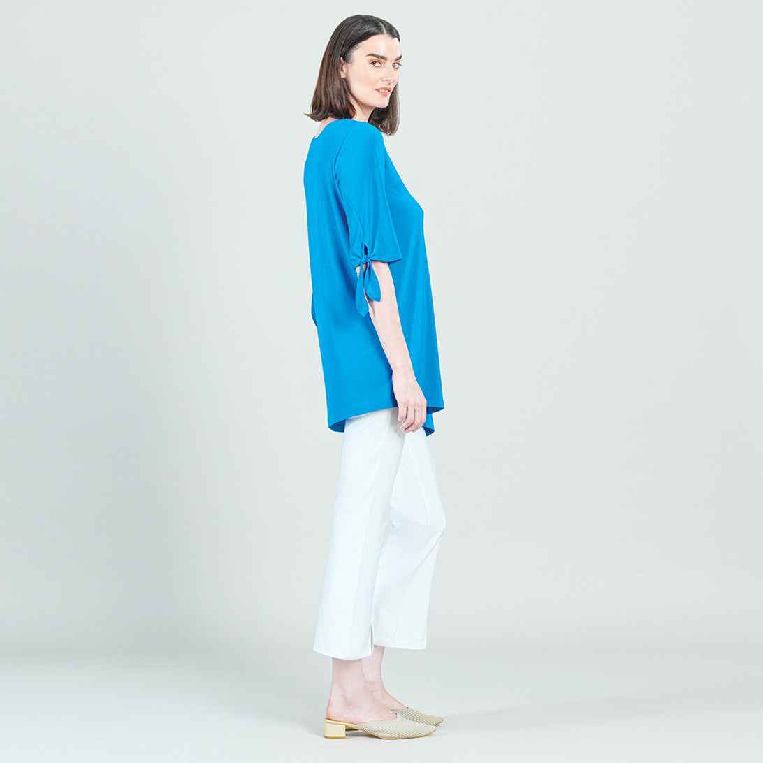 Tie Cuff Asymmetrical Vent Tunic - Brilliant Blue - Final Sale | Clara Sunwoo Exclusive
