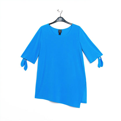 Tie Cuff Asymmetrical Vent Tunic - Brilliant Blue - Final Sale | Clara Sunwoo Exclusive