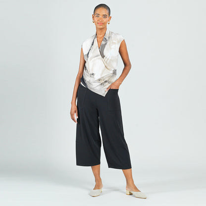 Crossover Faux Wrap Top - Watercolor - Final Sale | Clara Sunwoo Popular
