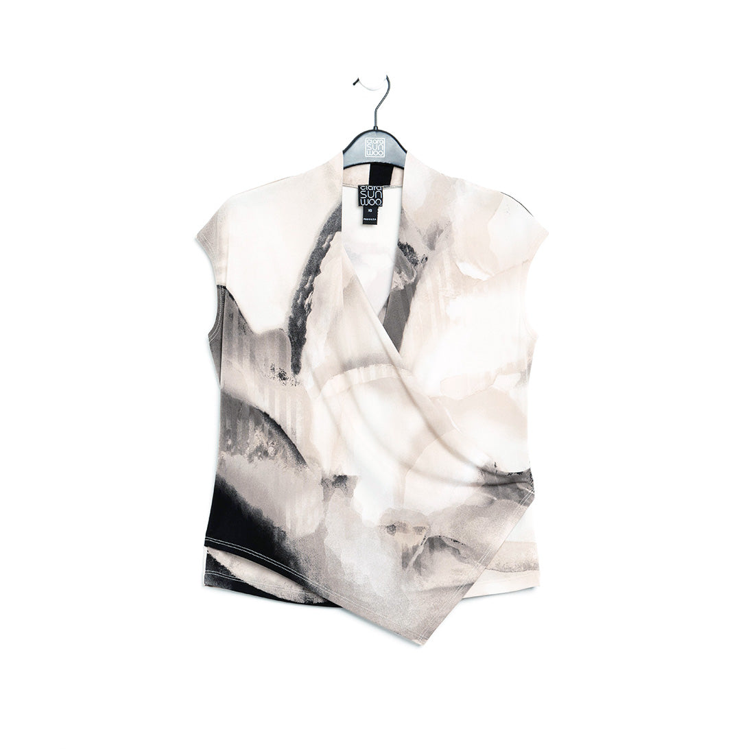 Crossover Faux Wrap Top - Watercolor - Final Sale | Clara Sunwoo Popular