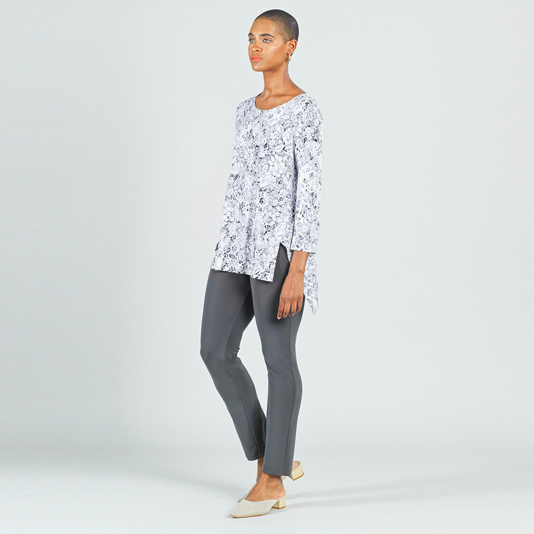 Textured Parachute Hem Tunic - Floral Rain-Grey - Final Sale! | Clara Sunwoo Premium