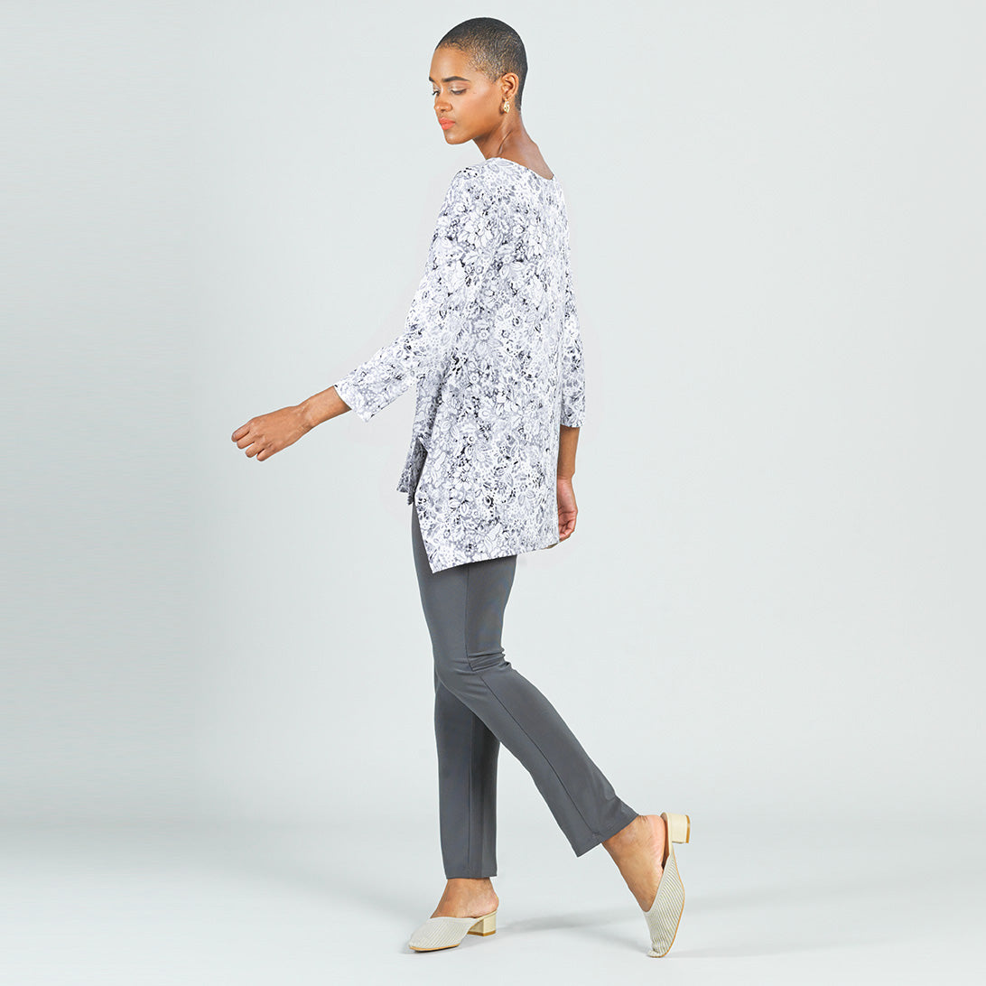 Textured Parachute Hem Tunic - Floral Rain-Grey - Final Sale! | Clara Sunwoo Premium