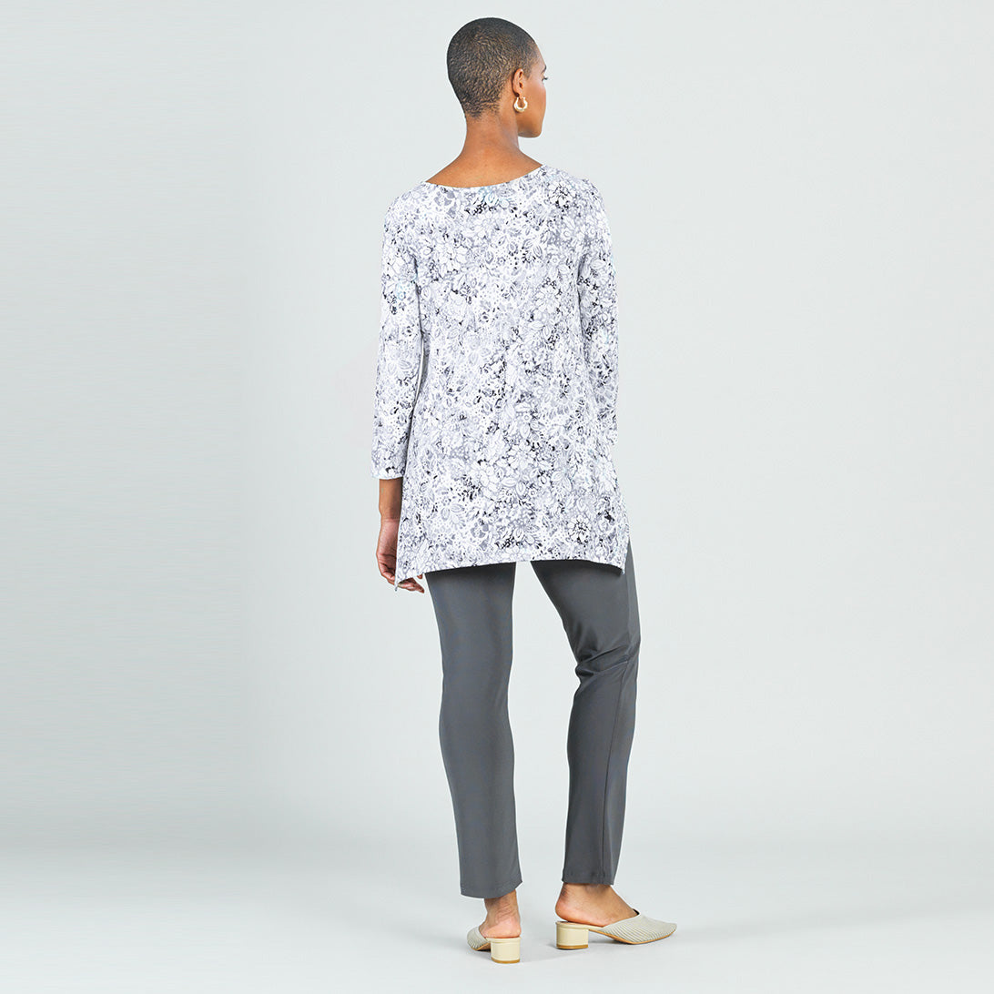 Textured Parachute Hem Tunic - Floral Rain-Grey - Final Sale! | Clara Sunwoo Premium