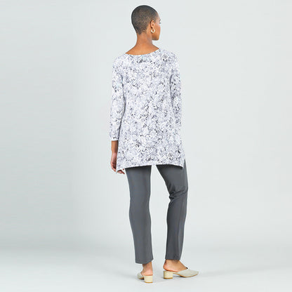 Textured Parachute Hem Tunic - Floral Rain-Grey - Final Sale! | Clara Sunwoo Premium