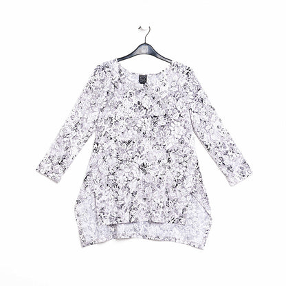 Textured Parachute Hem Tunic - Floral Rain-Grey - Final Sale! | Clara Sunwoo Premium