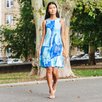 Jewel Neck Swing Dress - Water Splash - Final Sale! | Clara Sunwoo Special Offer