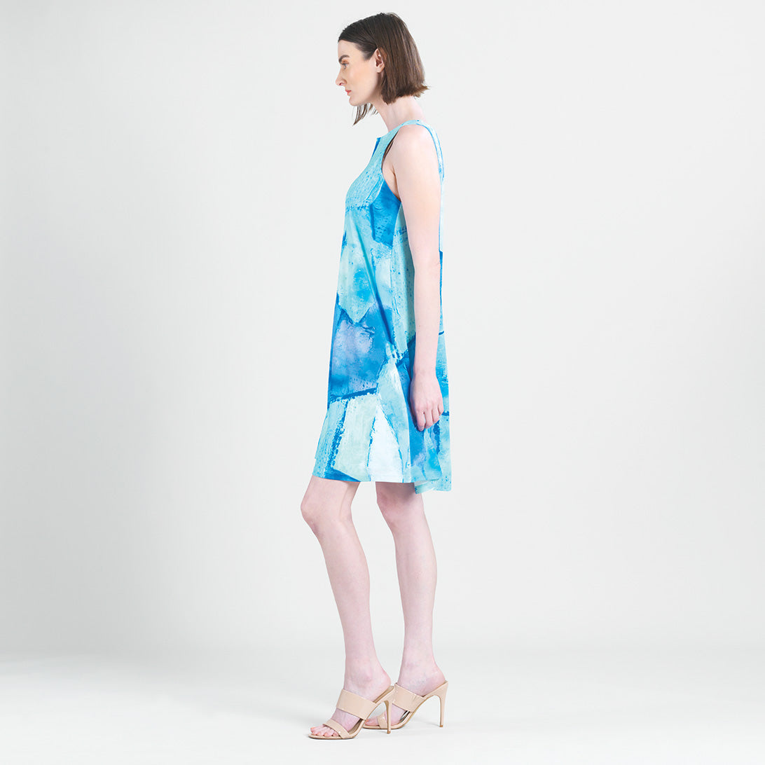 Jewel Neck Swing Dress - Water Splash - Final Sale! | Clara Sunwoo Special Offer