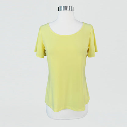 Back Keyhole Flounce Sleeve Top - Yellow - Final Sale! | Clara Sunwoo Best Seller