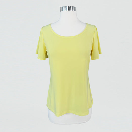 Back Keyhole Flounce Sleeve Top - Yellow - Final Sale! | Clara Sunwoo Best Seller