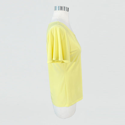 Back Keyhole Flounce Sleeve Top - Yellow - Final Sale! | Clara Sunwoo Best Seller