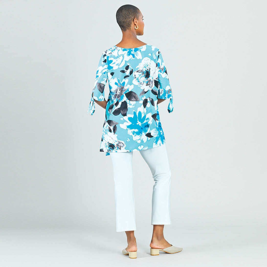 Tie Cuff Asymmetrical Vent Tunic - Floral Petal - Final Sale | Clara Sunwoo Everyday