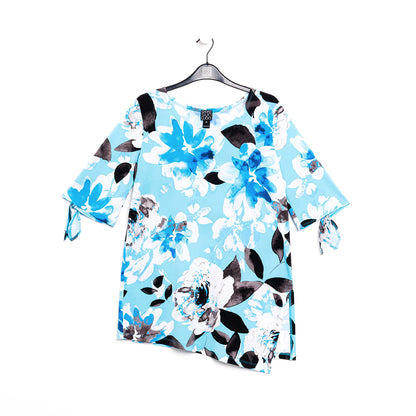 Tie Cuff Asymmetrical Vent Tunic - Floral Petal - Final Sale | Clara Sunwoo Everyday