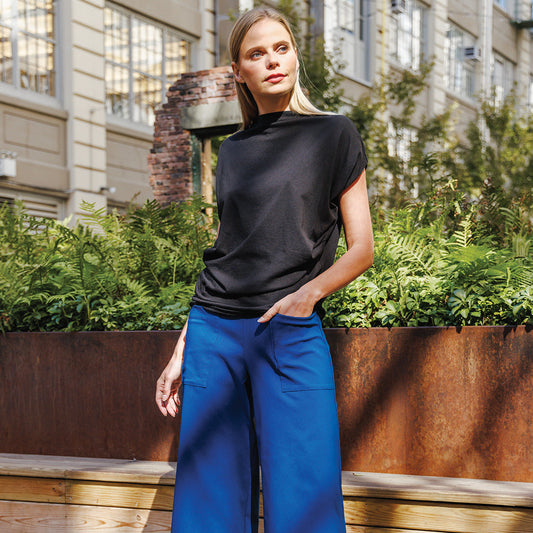Modal Cotton - Funnel Neck Side Cinched Top - Black - Final Sale! | Clara Sunwoo Quality