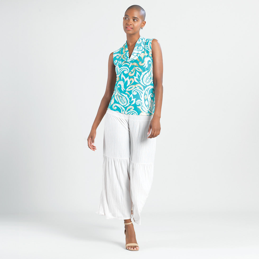 Butter Knit - Sleeveless Draped Cowl Neck Top - Paisley Lotus - Final Sale! | Clara Sunwoo Latest