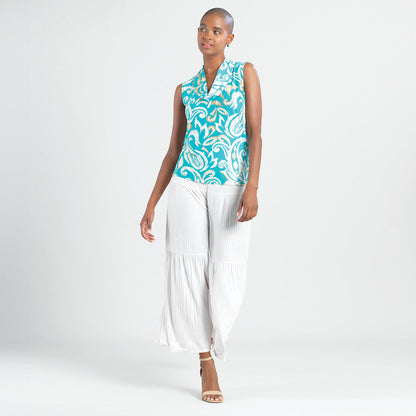 Butter Knit - Sleeveless Draped Cowl Neck Top - Paisley Lotus - Final Sale! | Clara Sunwoo Latest