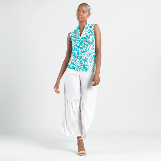 Butter Knit - Sleeveless Draped Cowl Neck Top - Paisley Lotus - Final Sale! | Clara Sunwoo Latest