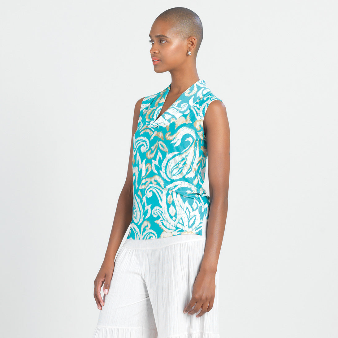 Butter Knit - Sleeveless Draped Cowl Neck Top - Paisley Lotus - Final Sale! | Clara Sunwoo Latest