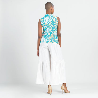 Butter Knit - Sleeveless Draped Cowl Neck Top - Paisley Lotus - Final Sale! | Clara Sunwoo Latest