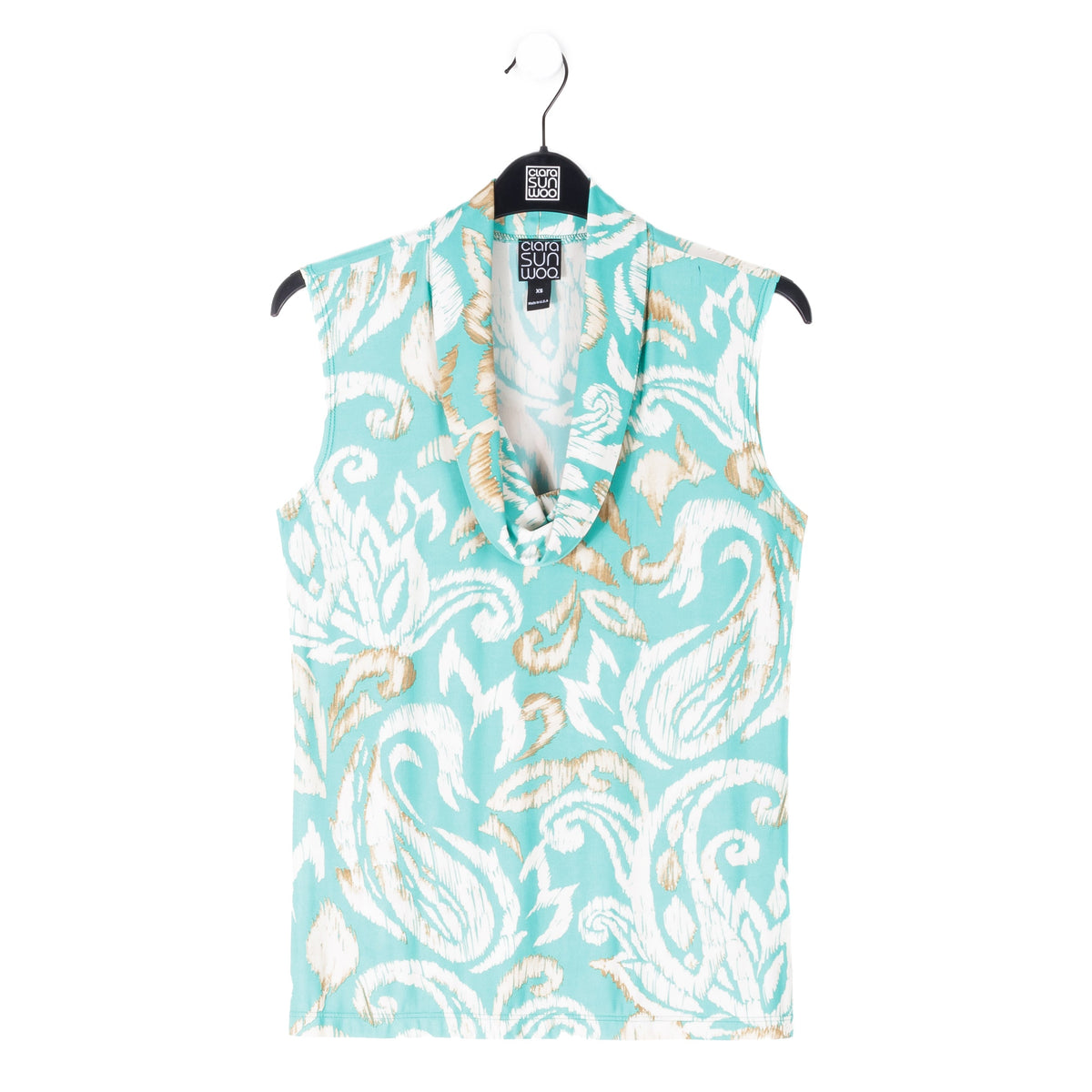 Butter Knit - Sleeveless Draped Cowl Neck Top - Paisley Lotus - Final Sale! | Clara Sunwoo Latest
