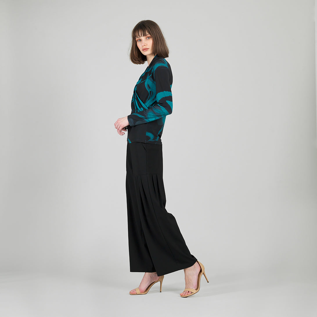 V-Neck Draped Pleat Top - Floral Eclipse - Final Sale | Clara Sunwoo Essential