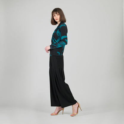 V-Neck Draped Pleat Top - Floral Eclipse - Final Sale | Clara Sunwoo Essential