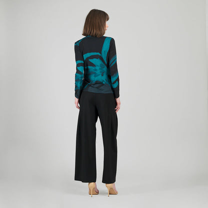 V-Neck Draped Pleat Top - Floral Eclipse - Final Sale | Clara Sunwoo Essential