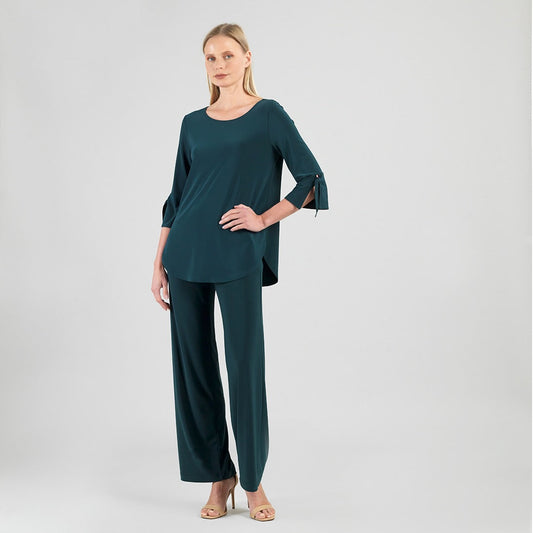 Tie Cuff Curved Hem Tunic - Hunter Green - Final Sale | Clara Sunwoo Customer Favorite