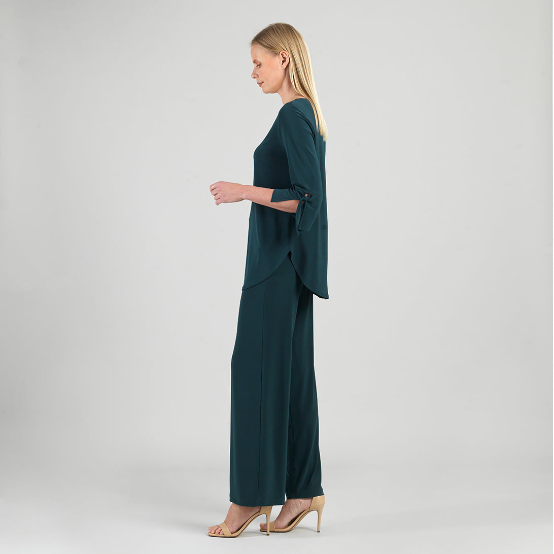 Tie Cuff Curved Hem Tunic - Hunter Green - Final Sale | Clara Sunwoo Customer Favorite