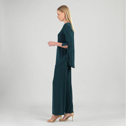 Tie Cuff Curved Hem Tunic - Hunter Green - Final Sale | Clara Sunwoo Customer Favorite