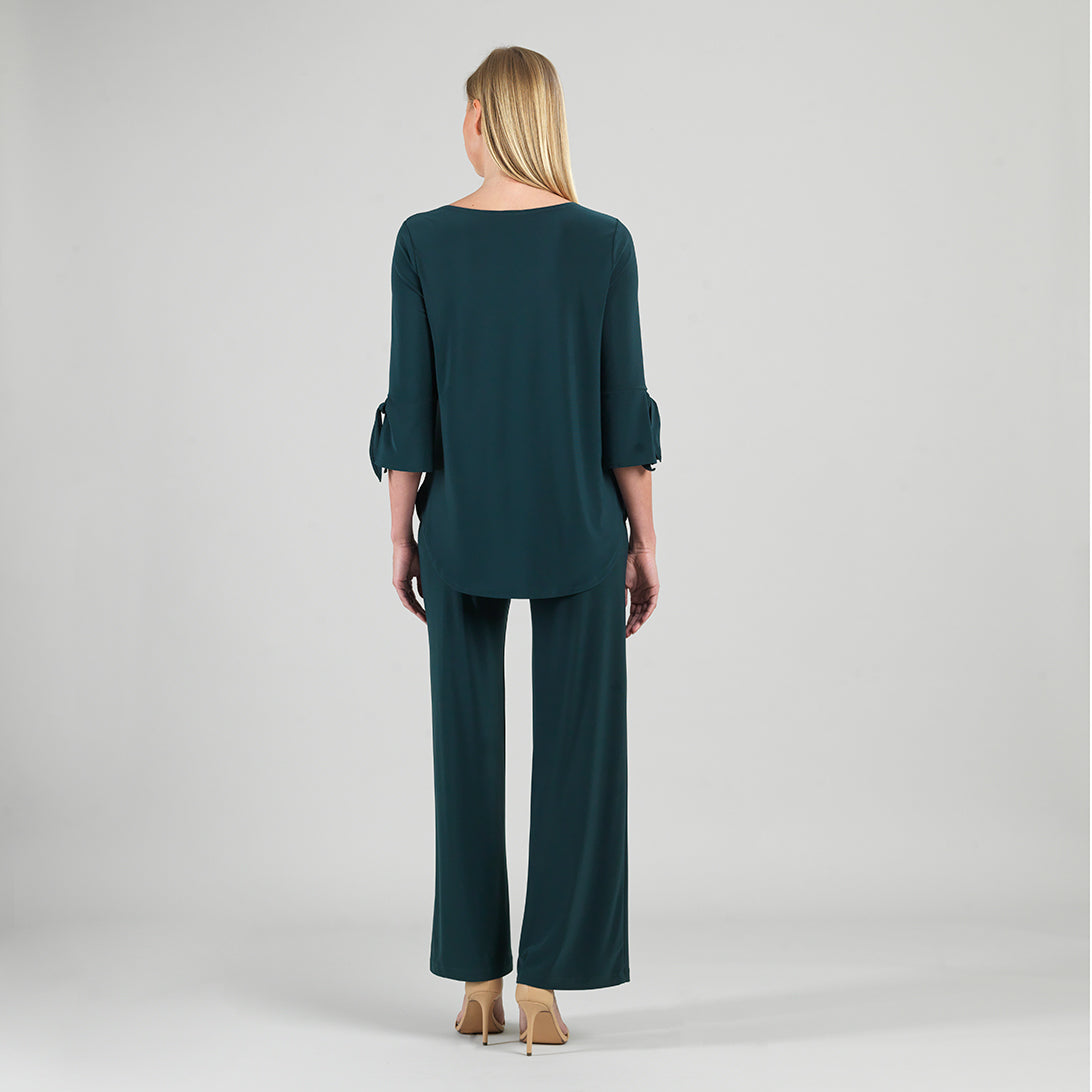 Tie Cuff Curved Hem Tunic - Hunter Green - Final Sale | Clara Sunwoo Customer Favorite