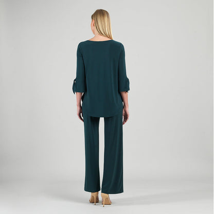 Tie Cuff Curved Hem Tunic - Hunter Green - Final Sale | Clara Sunwoo Customer Favorite