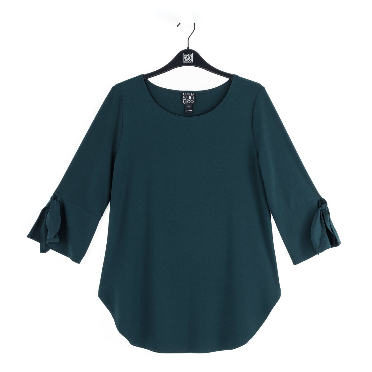 Tie Cuff Curved Hem Tunic - Hunter Green - Final Sale | Clara Sunwoo Customer Favorite
