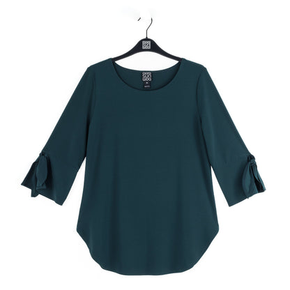 Tie Cuff Curved Hem Tunic - Hunter Green - Final Sale | Clara Sunwoo Customer Favorite