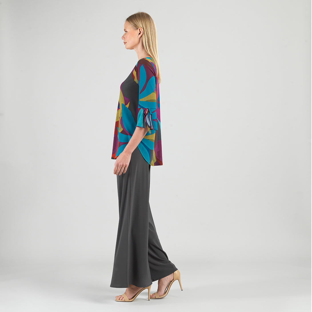 Tie Cuff Curved Hem Tunic - Petal Burst - Final Sale | Clara Sunwoo Exclusive