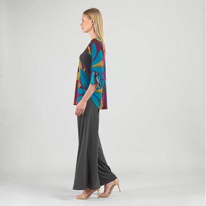 Tie Cuff Curved Hem Tunic - Petal Burst - Final Sale | Clara Sunwoo Exclusive