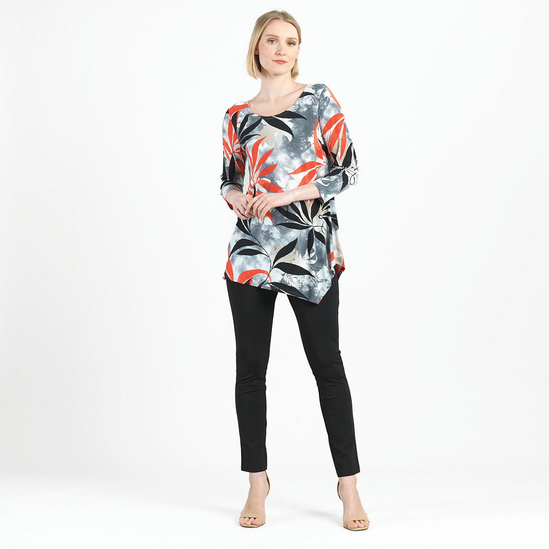 Kerchief Angle Hem Tunic - Leaf Scatter - Final Sale! | Clara Sunwoo Popular