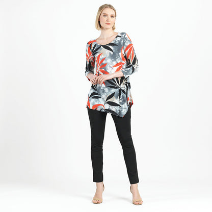 Kerchief Angle Hem Tunic - Leaf Scatter - Final Sale! | Clara Sunwoo Popular