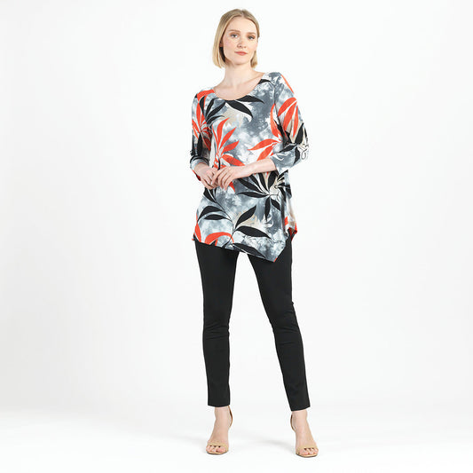 Kerchief Angle Hem Tunic - Leaf Scatter - Final Sale! | Clara Sunwoo Popular